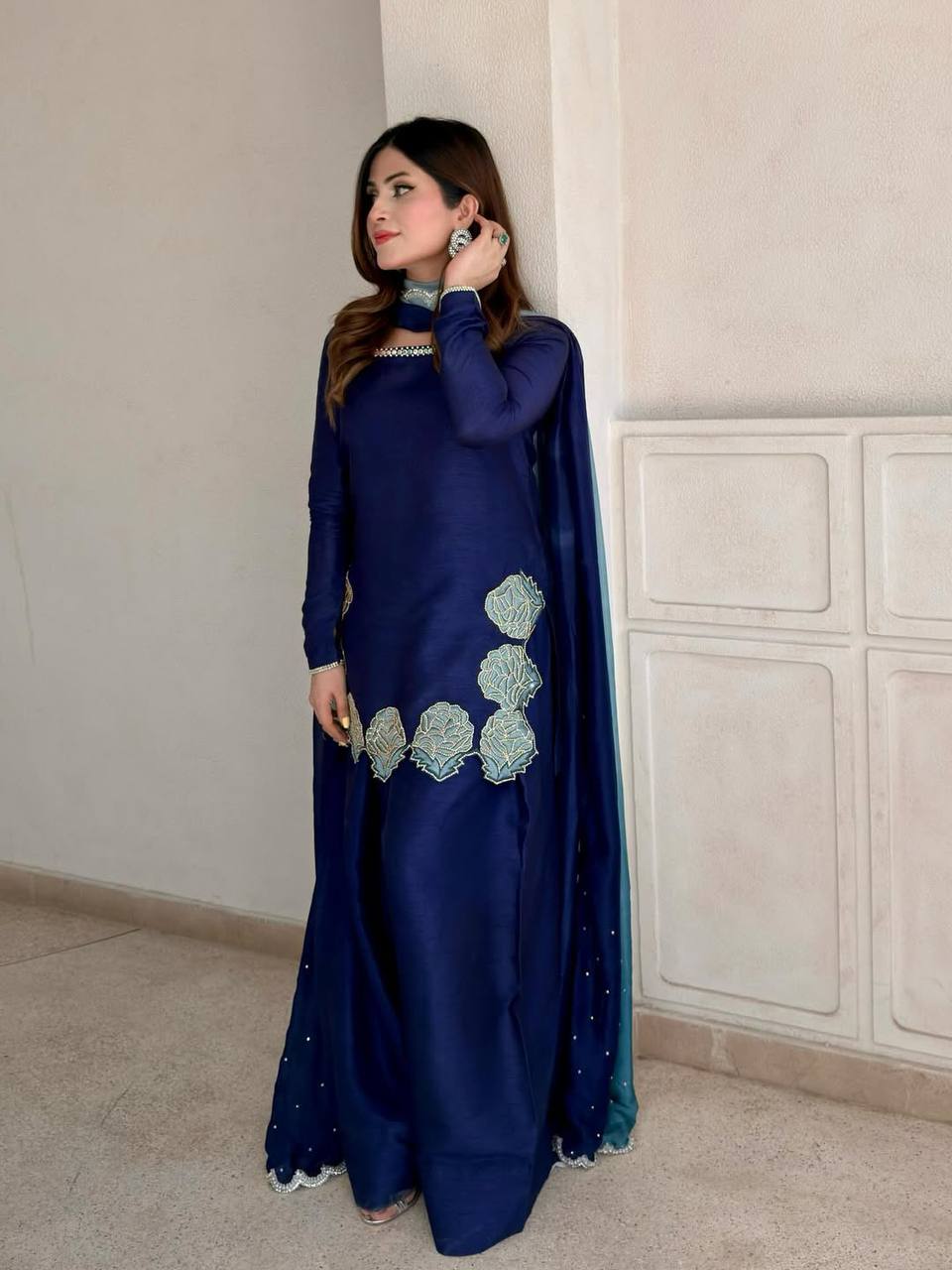 Sapphire Blue Scalloped Couture Set